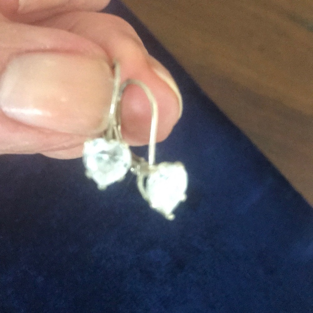Vintage Earrings Stamped “HH”  Silver heart - Picture 2 of 6